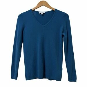 Belford Womens Cashmere V Neck Sweater Size M Blue Capsule Classic Minimalist